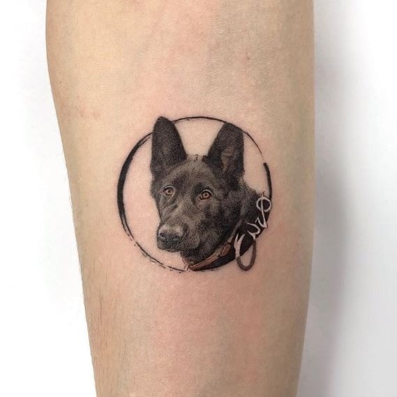 black german shepherd tattoo