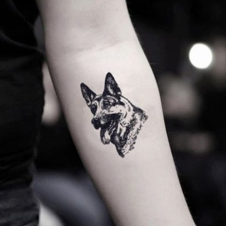 german shepherd arm tattoo