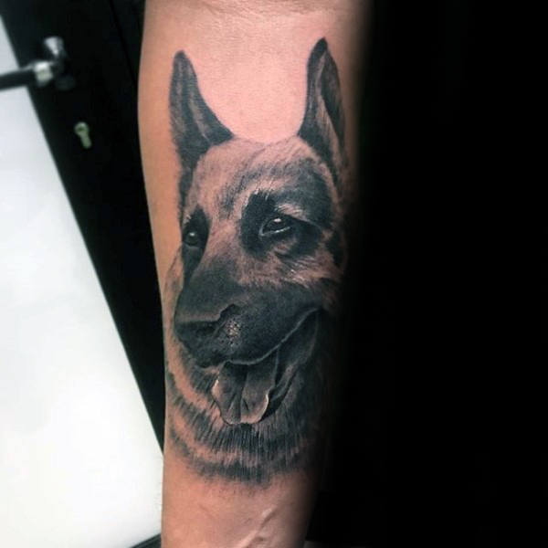 german shepherd tattoo black