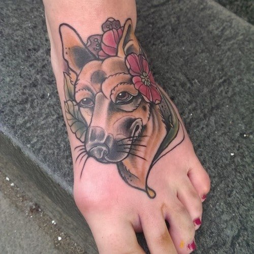 germrna shepherd foot tattoo