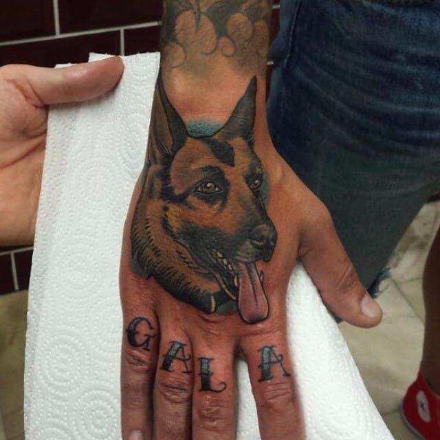 gsd hand tattoo